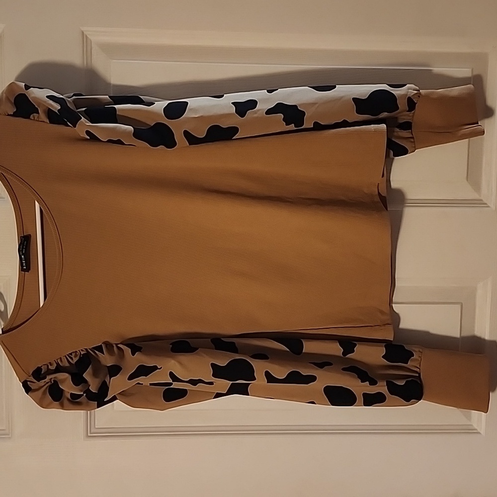 Elegant Women's Tan and Black Blouse